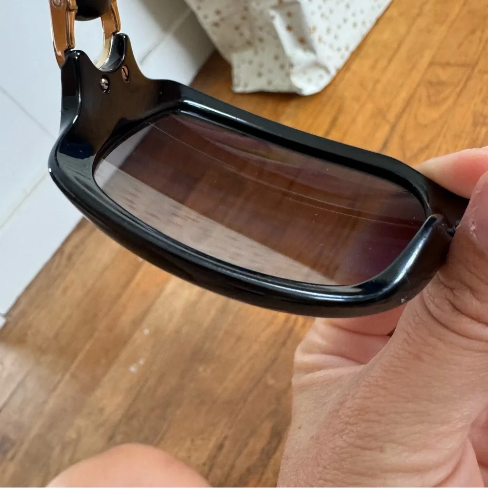 GUCCI Black Frame Gradient Tint Horsebit Oversized Sunglasses